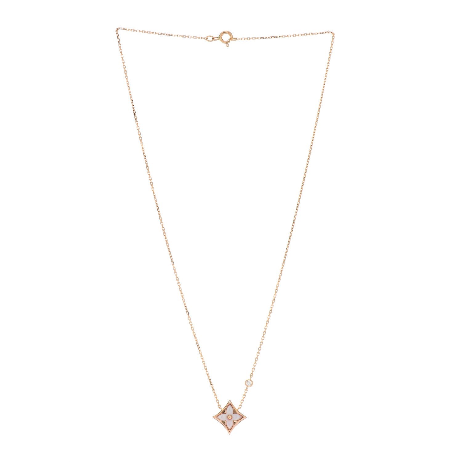 Louis Vuitton 18K Pink Gold Diamond Pink Mother of Pearl Color Blossom BB Star Pendant Necklace 3 of 6