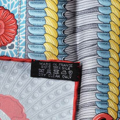 Hermes Silk Parures de Samouraïs Scarf 90 Black Rouge Blue Jean 3 of 3