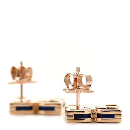 Roberto Coin 18K Rose Gold Diamond Lapis Venetian Princess Flower Stud Earrings 4 of 4