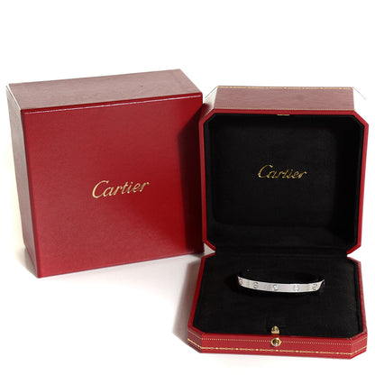 Cartier 18K White Gold 1 Diamond LOVE Cuff Bracelet 18 6 of 6