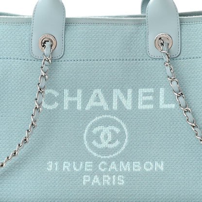 Chanel Mixed Fibers Calfskin Small Deauville Tote Blue 9 of 12