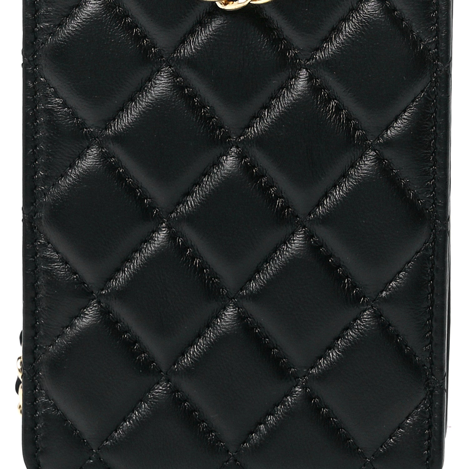 Chanel Lambskin Quilted Phone Holder With Chain Black 9 of 12