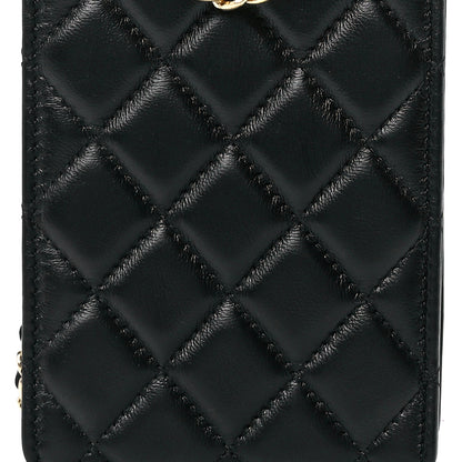 Chanel Lambskin Quilted Phone Holder With Chain Black 9 of 12