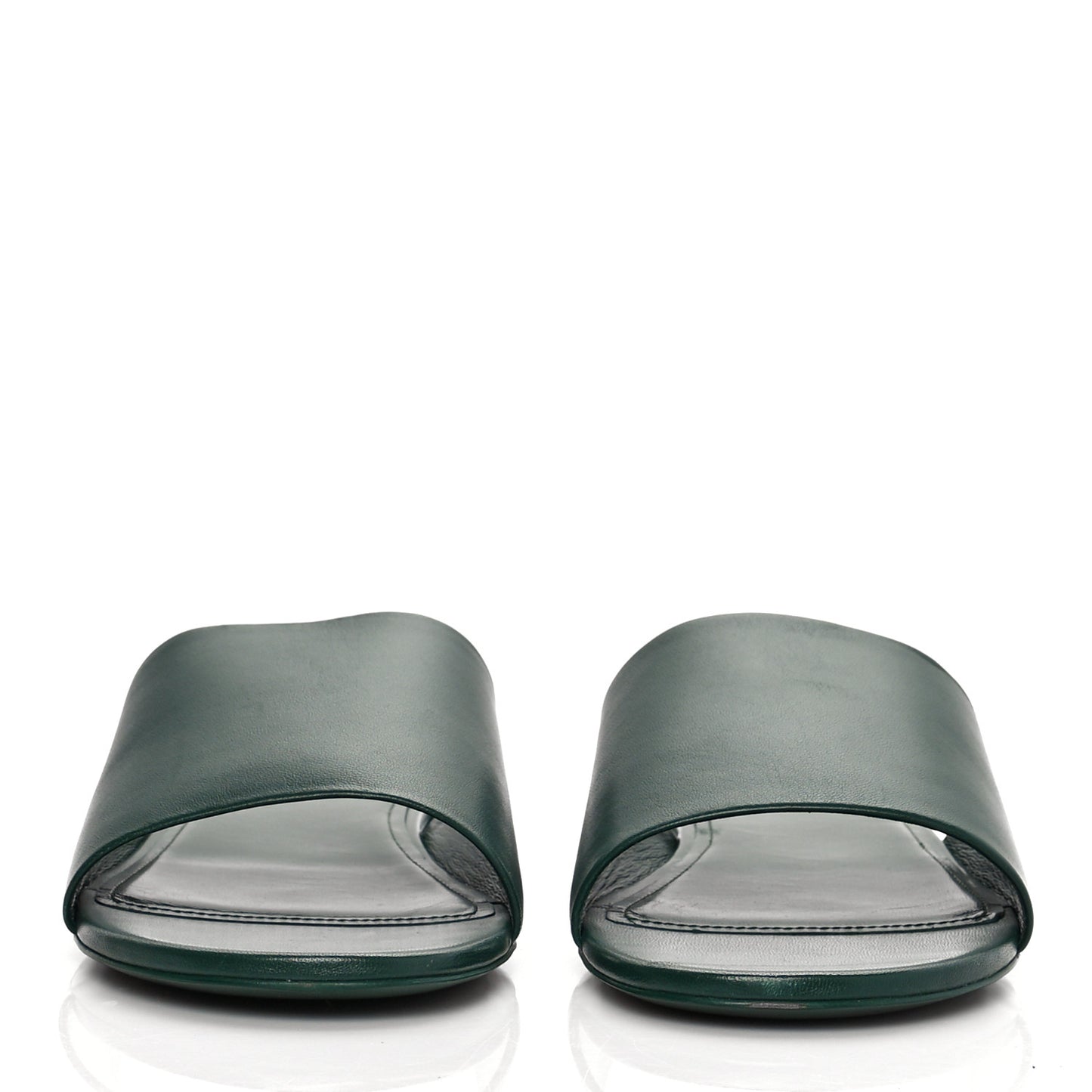 Shiny Sheepskin Box Flat Sandal 41 Green