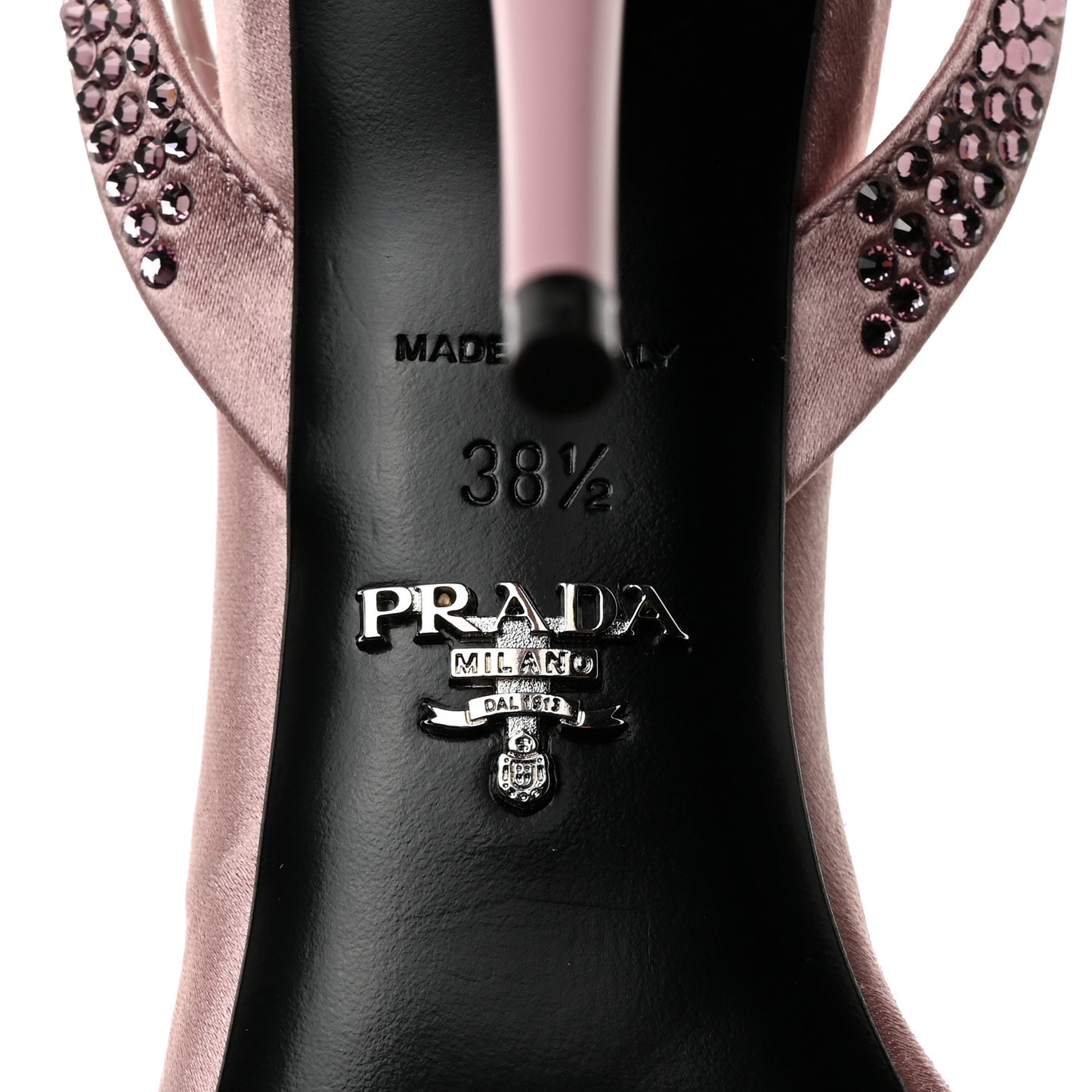Satin Crystal Triangle Modellerie 100mm Sandals 38.5 Alabastro