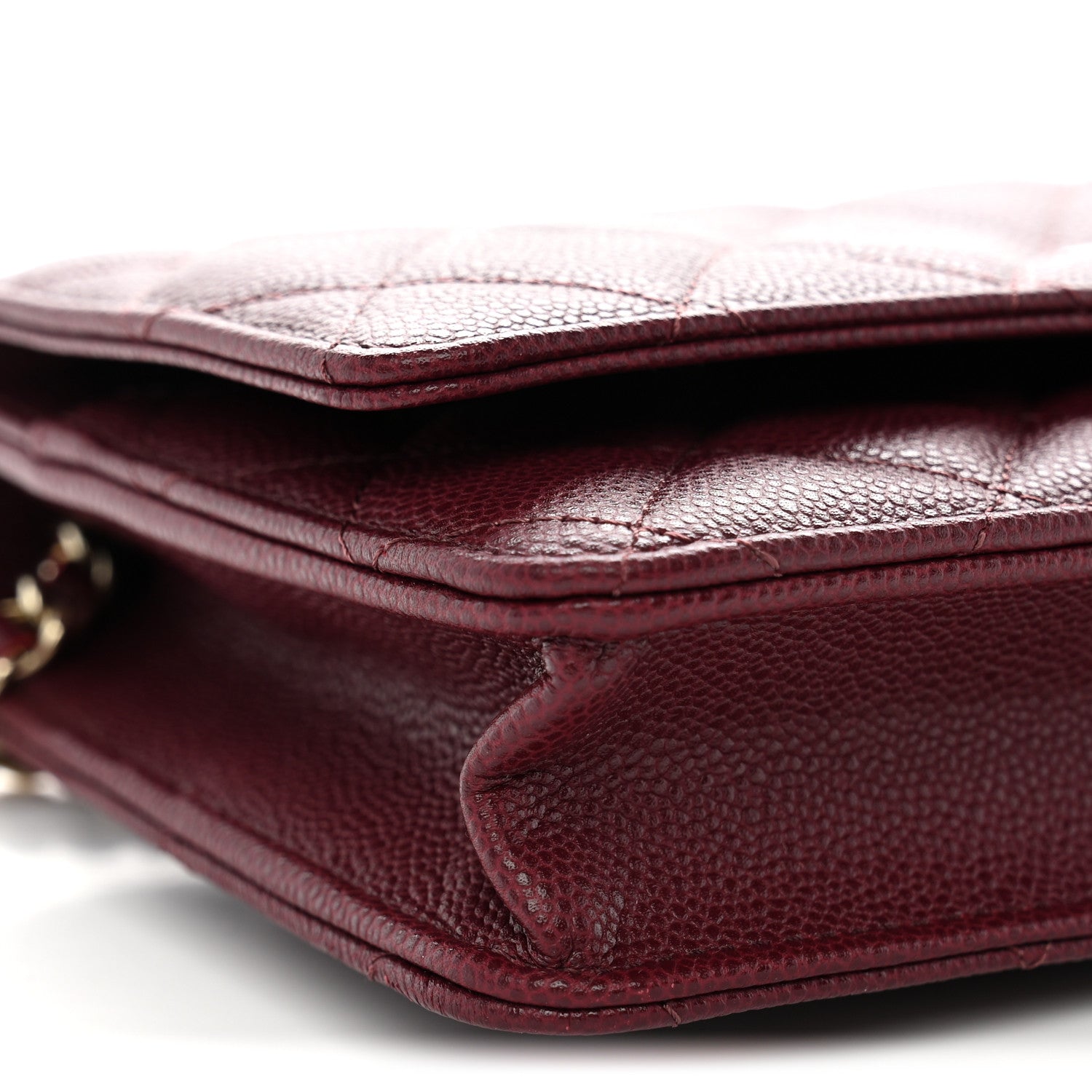 Chanel Caviar Quilted CC Turnlock Wallet On Chain WOC Burgundy 10 of 12