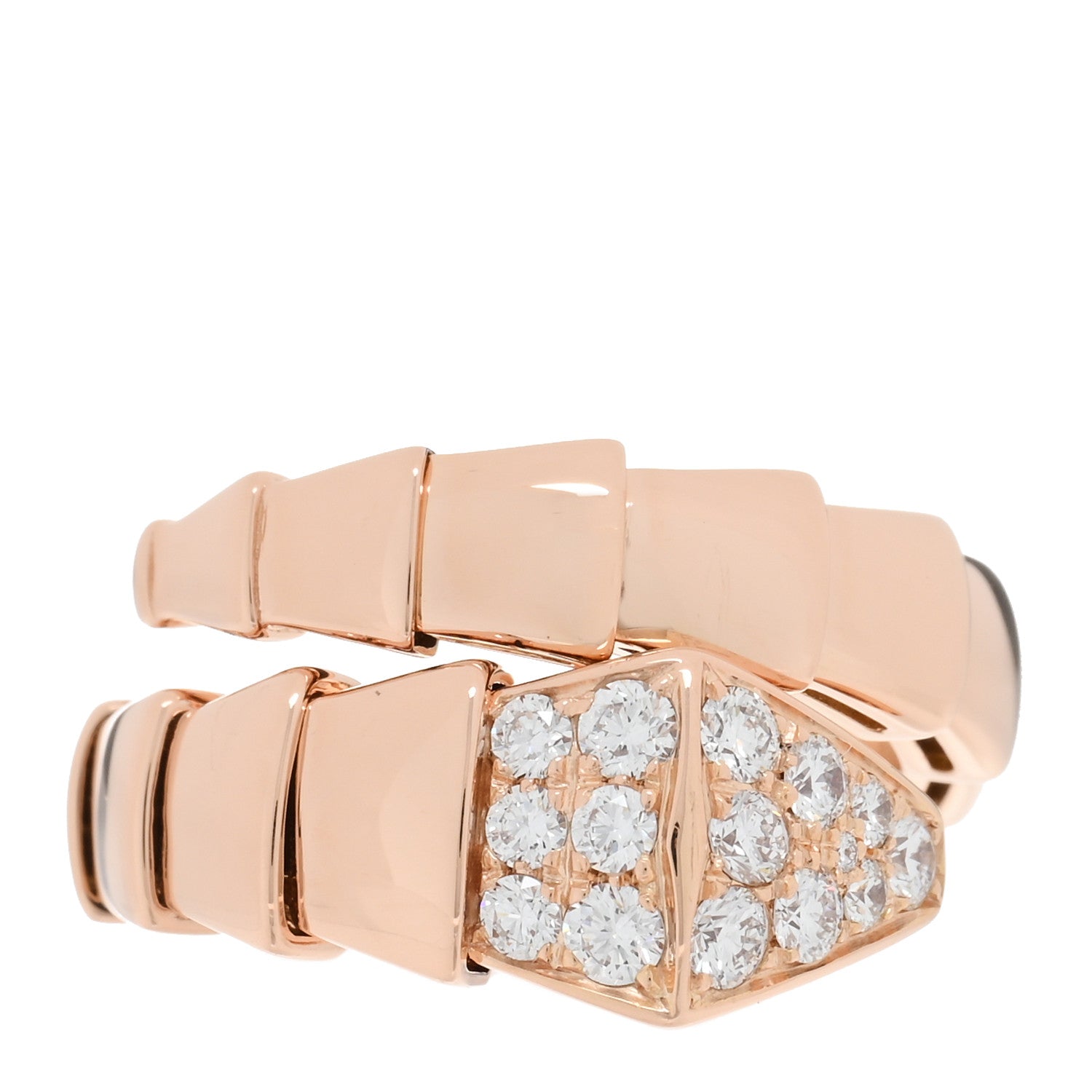 Bulgari 18K Rose Gold Diamond Serpenti Viper Ring M 1 of 5
