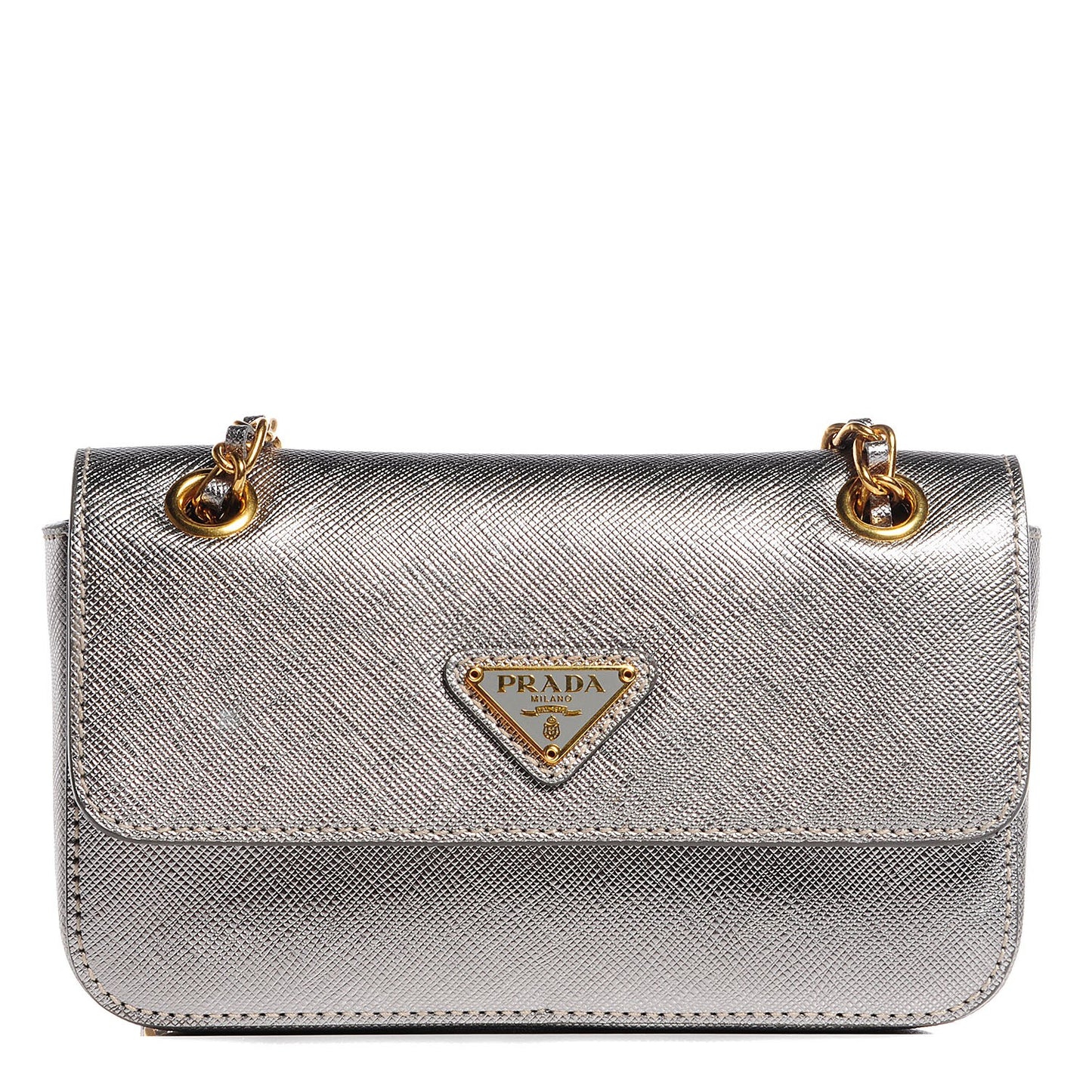 Saffiano Shoulder Flap Silver