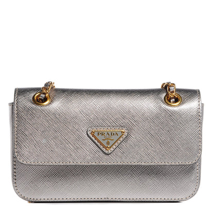 Prada Saffiano Shoulder Flap Silver 1 of 11