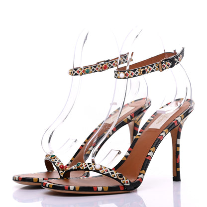 Valentino Garavani Calfskin Hand Painted Ankle Strap Sandals 39.5 Multicolor 3 of 9