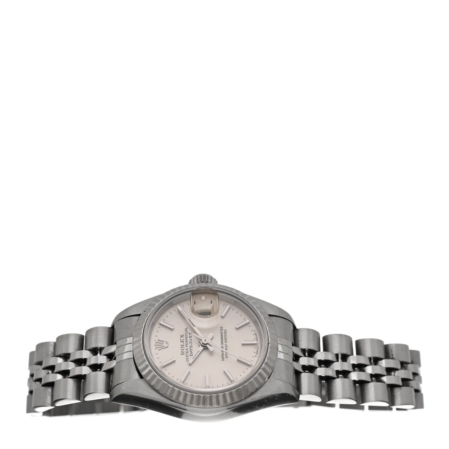 Rolex Stainless Steel 18K White Gold 26mm Oyster Perpetual Datejust Watch Silver 69174 2 of 5