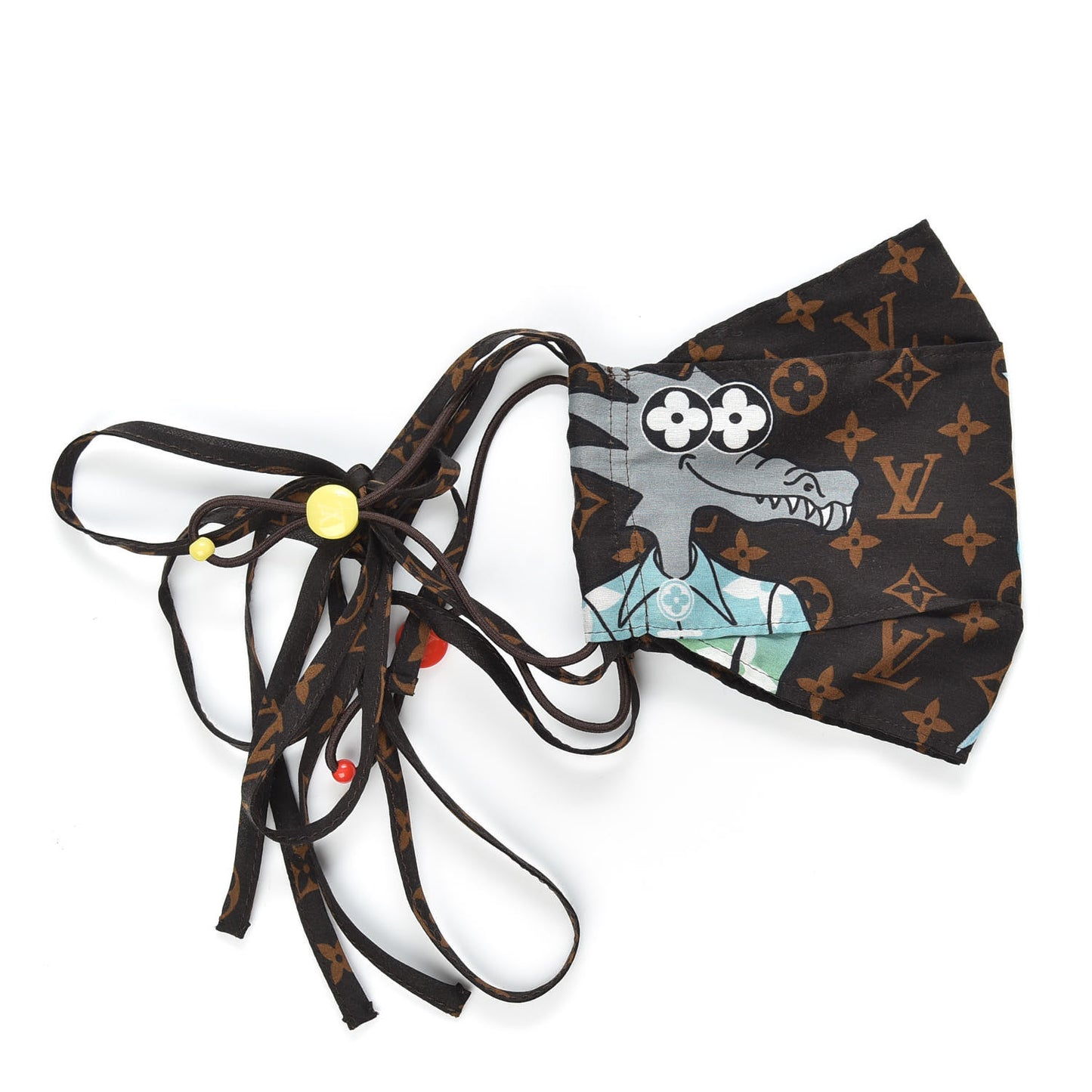 Cotton Silk Monogram LV Friends Face Mask Brown