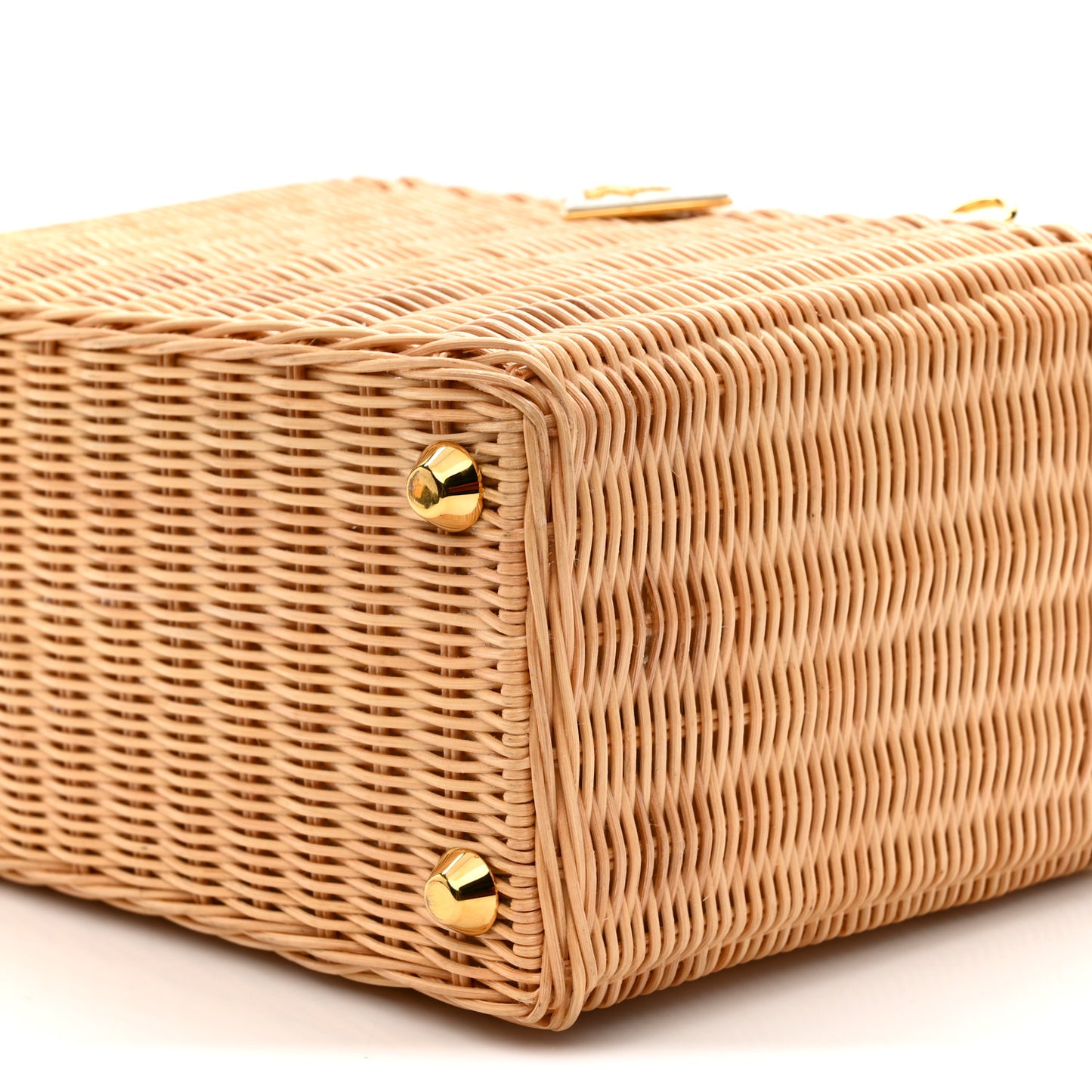Wicker Canvas Tote  Naturale  White