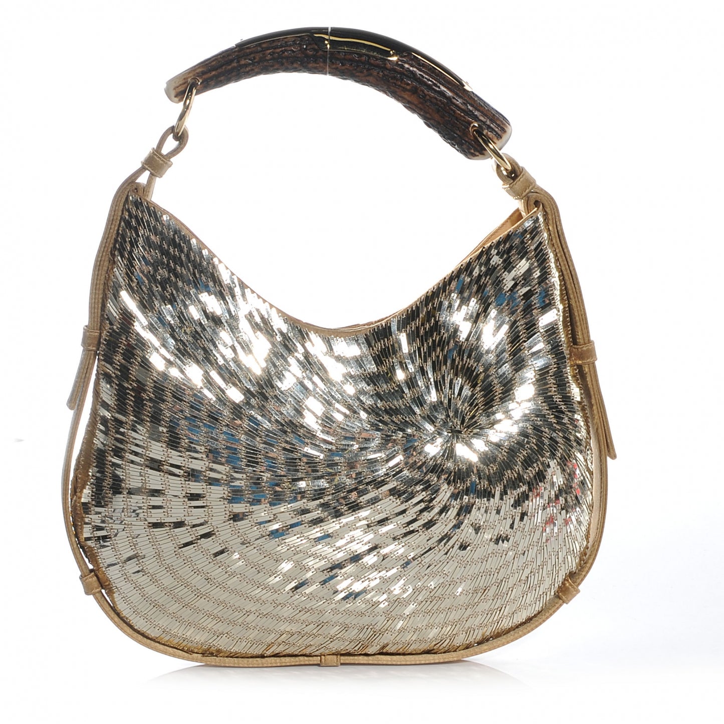 Sequin Satin Mombasa Horn Bag Gold