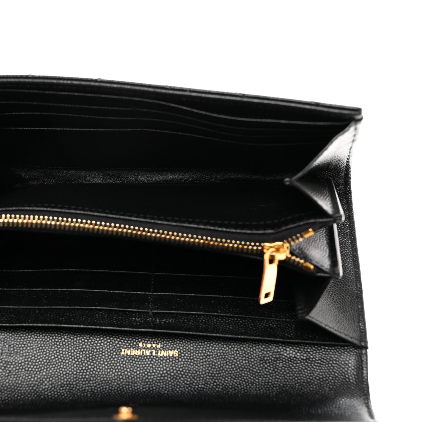 Grain De Poudre Matelasse Chevron Monogram Flap Wallet Black
