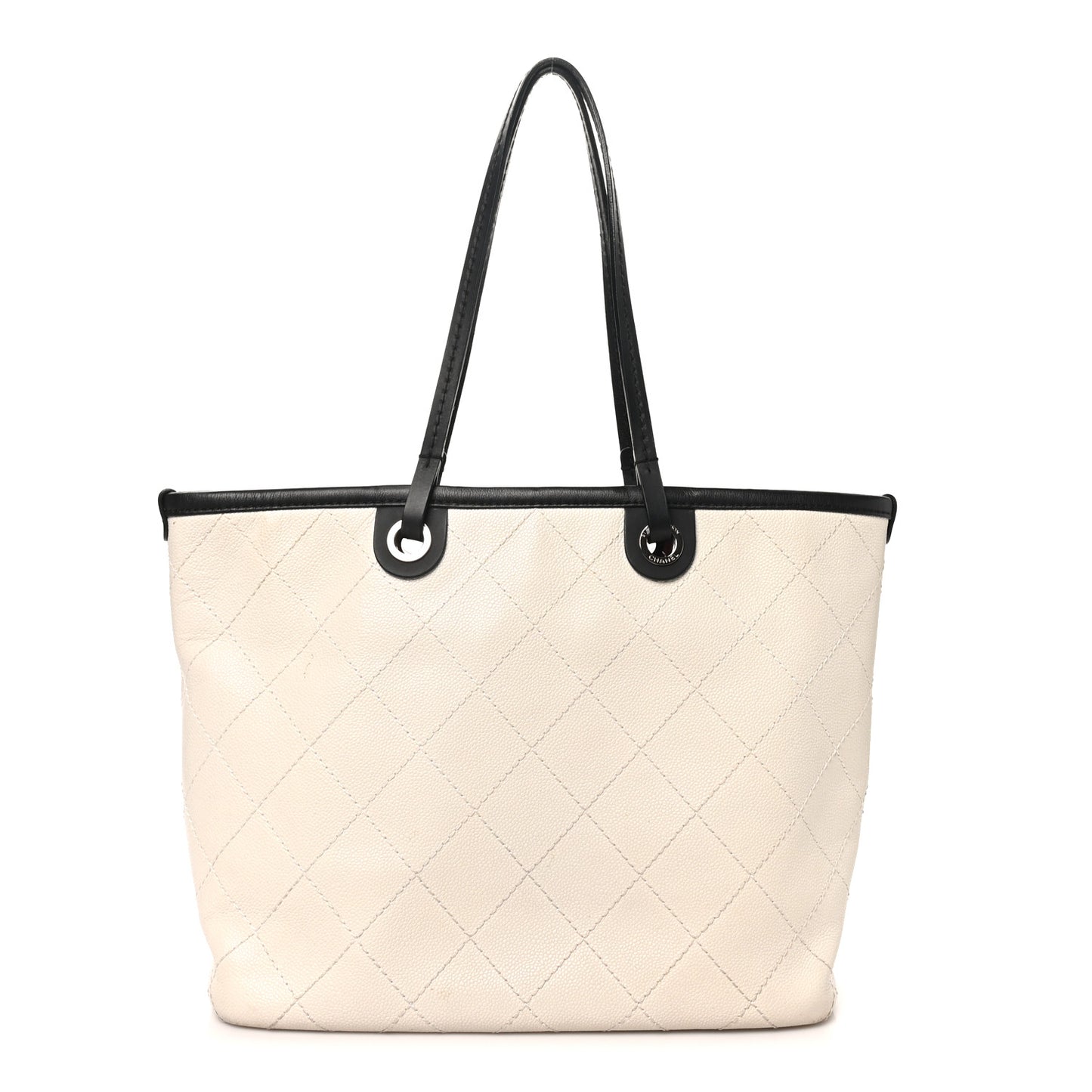 Grained Calfskin Shopping Fever Tote White