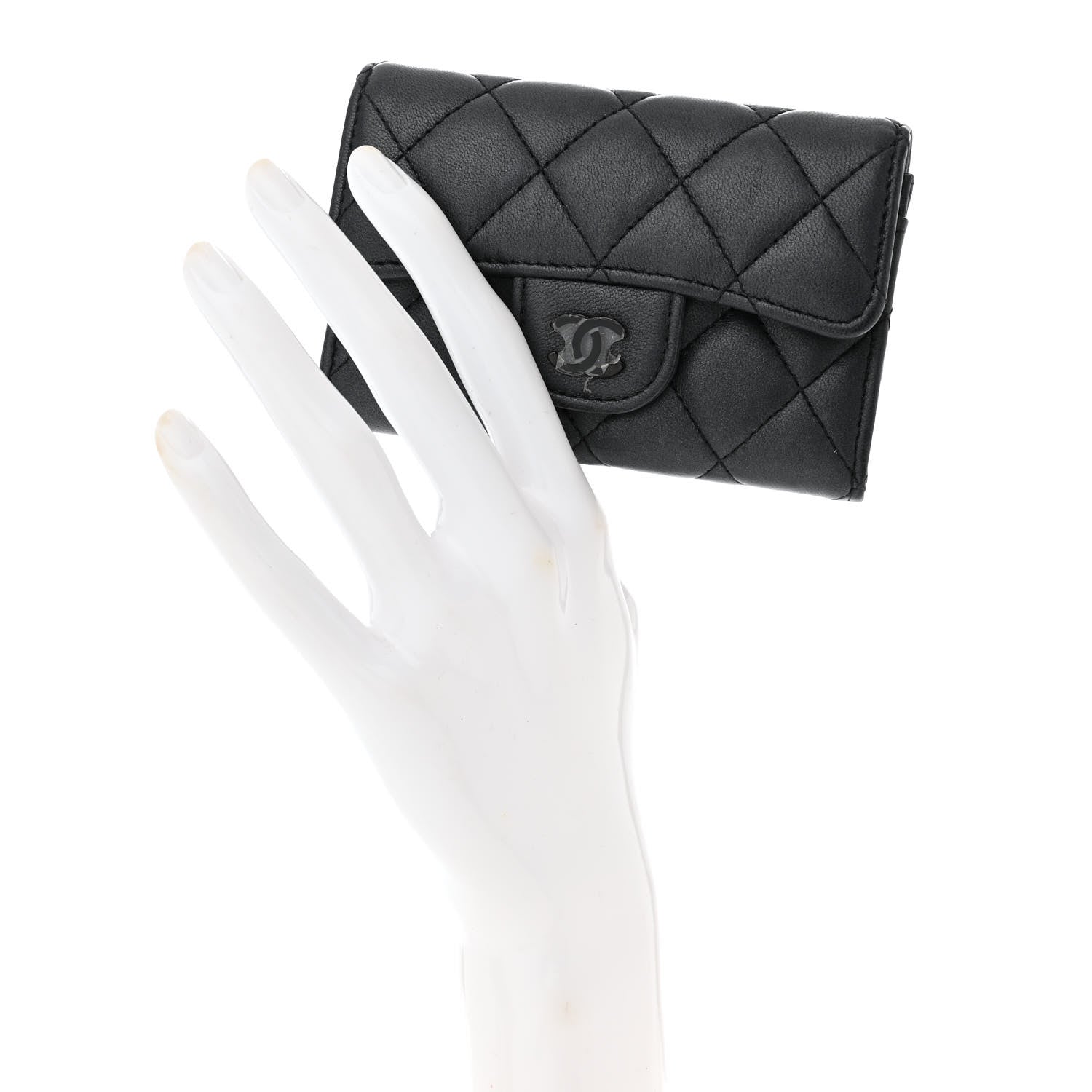 Chanel Lambskin Quilted Flap Card Holder Wallet So Black 2 of 11