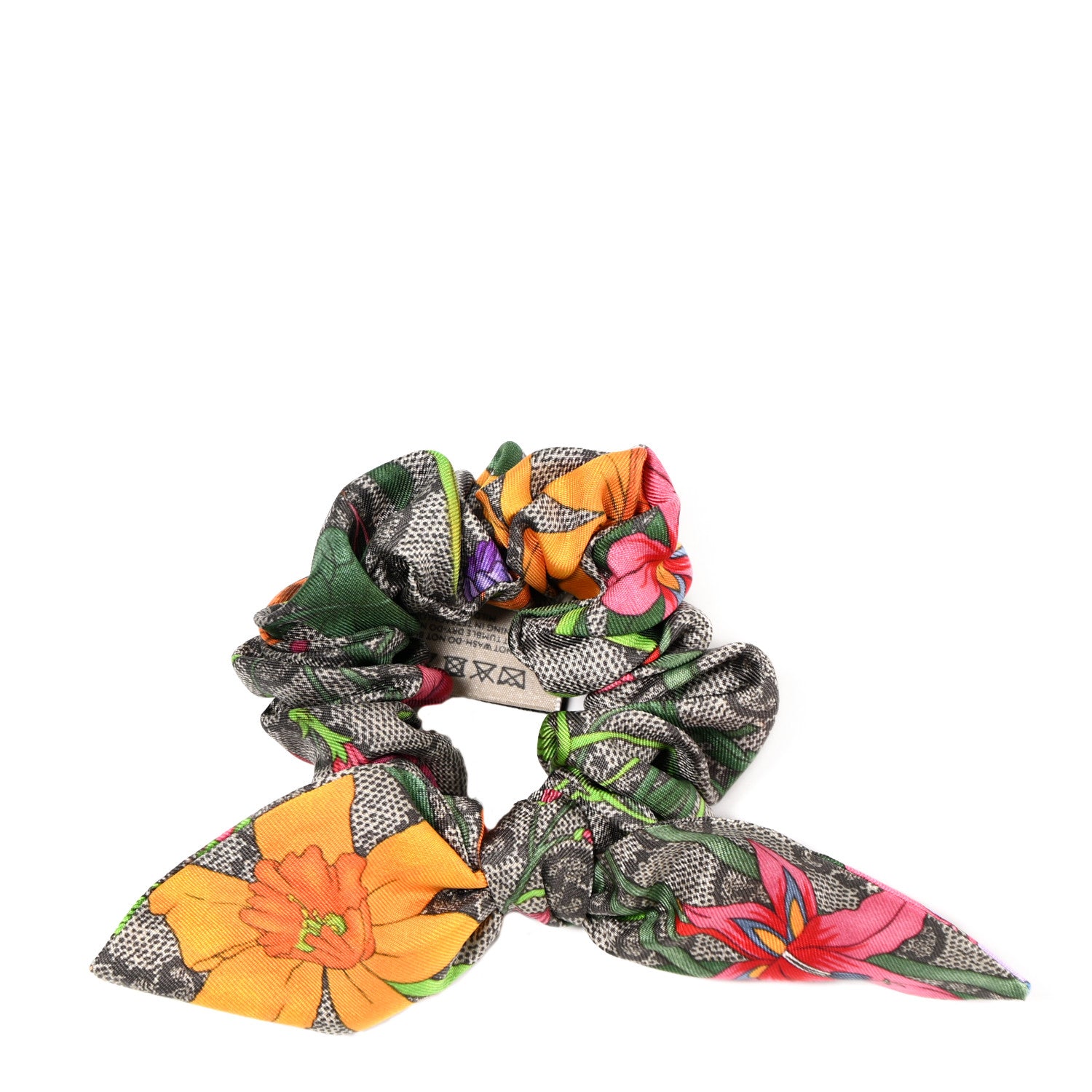 Gucci Silk Monogram Flora Print Scrunchie Hair Tie 1 of 3