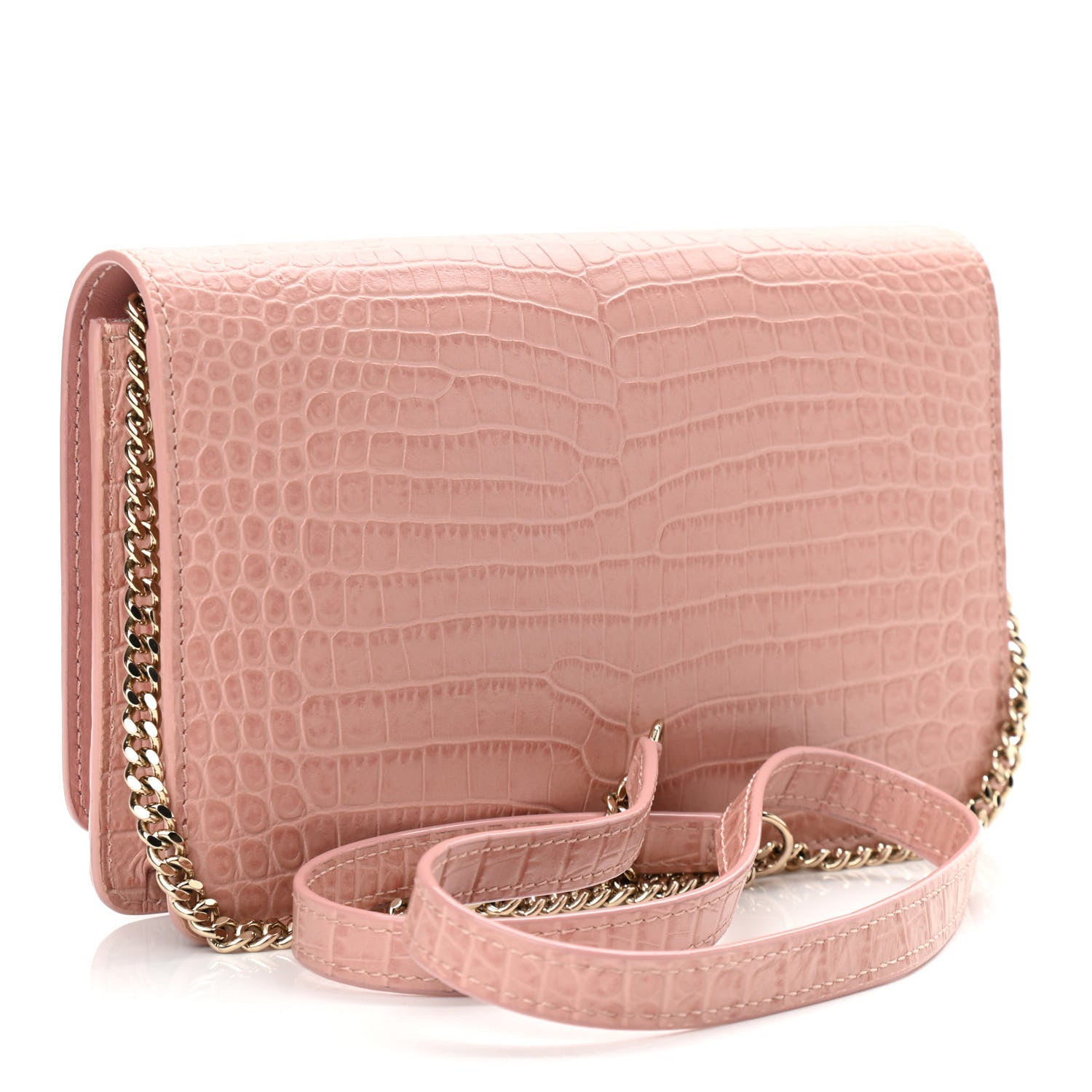 Jimmy Choo Calfskin Crocodile Embossed Palace Crossbody Pink 2 of 10