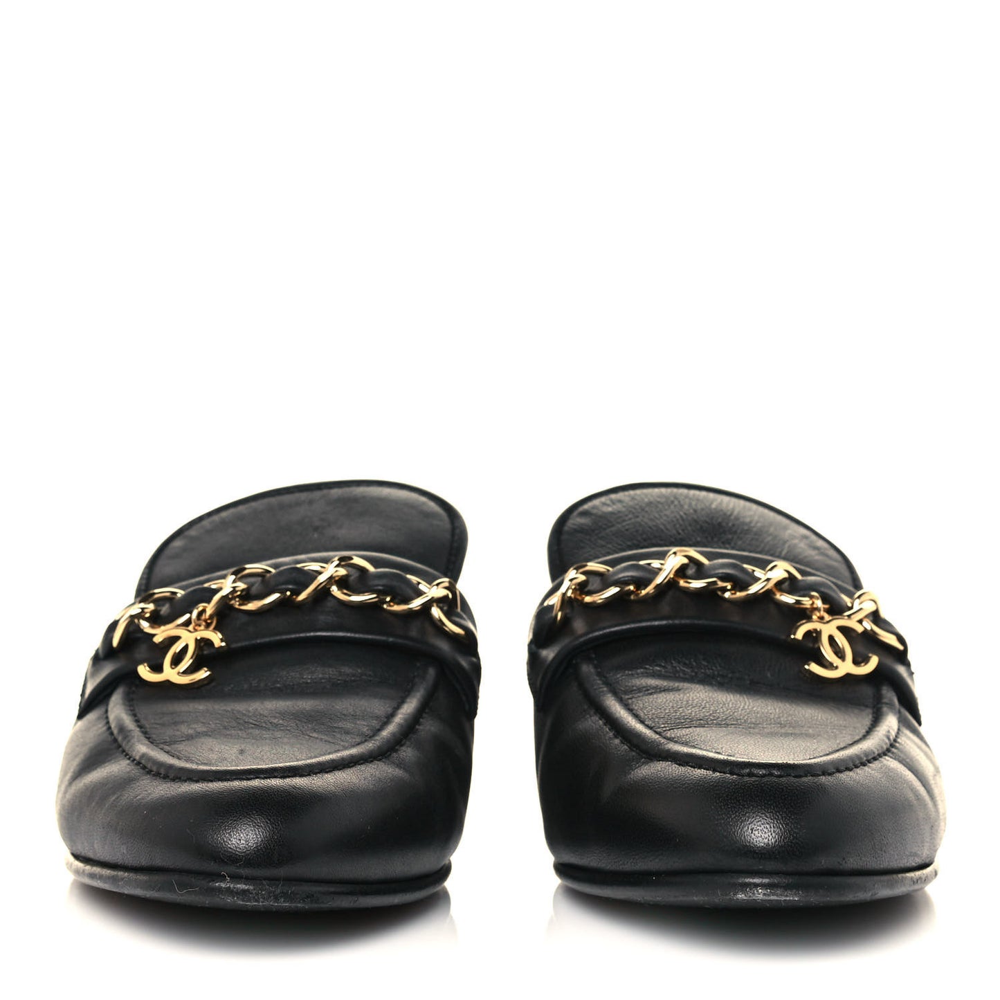 Lambskin Chain CC Mules 40 Black