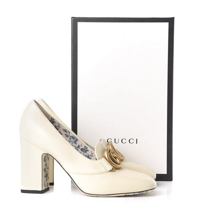 Gucci Malaga Kid GG Victoire 95mm Loafer Pumps 40 Vintage White 10 of 10