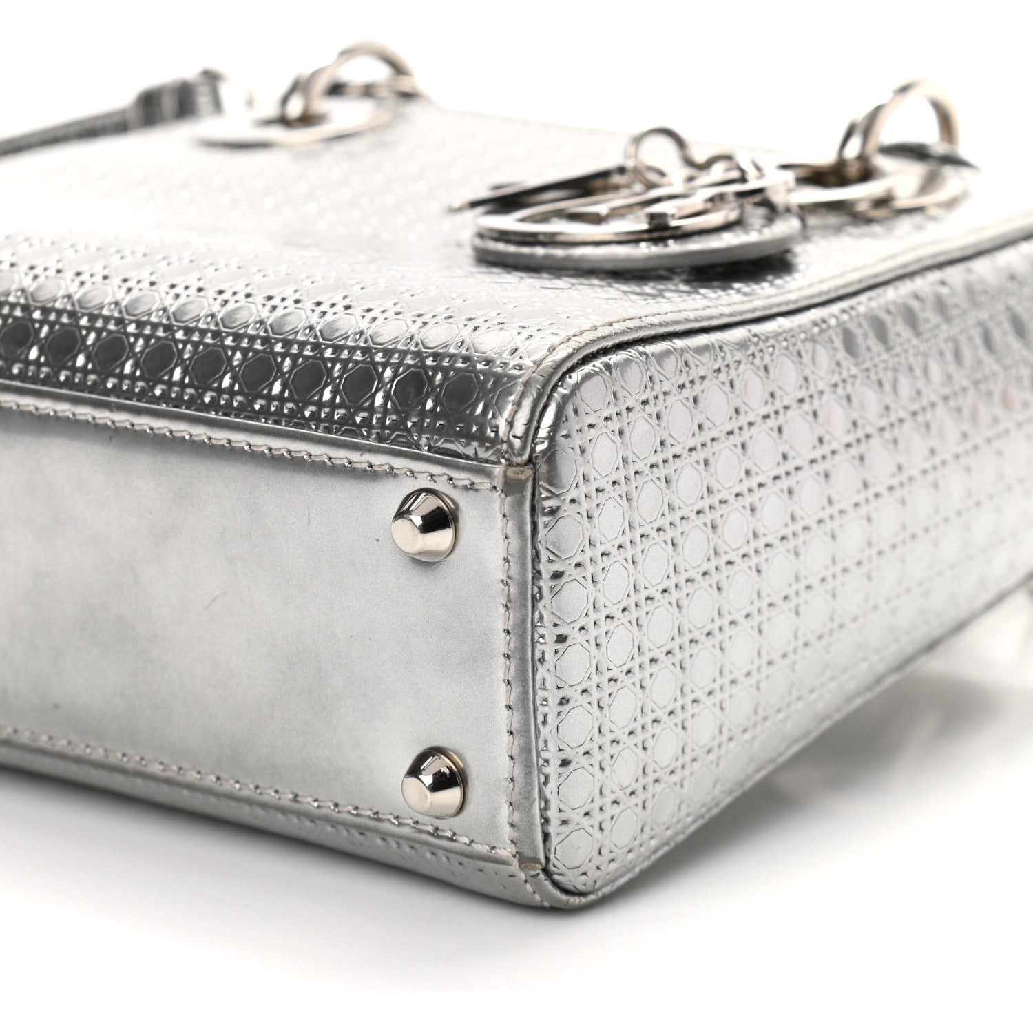 Christian Dior Metallic Patent Micro-Cannage Mini Lady Dior Silver 10 of 10