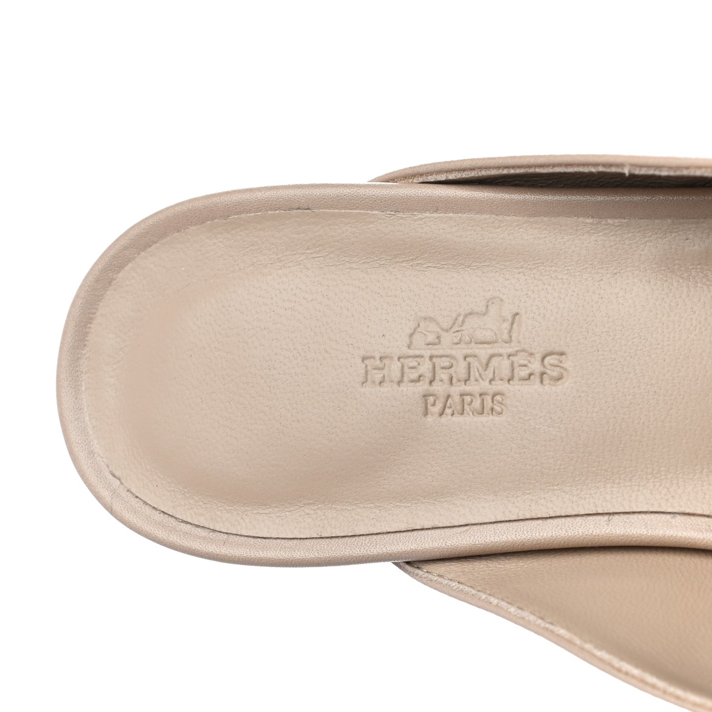 Shiny Lizard Calfskin Oz Mules 37 Beige Sarrazin