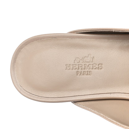 Hermes Shiny Lizard Calfskin Oz Mules 37 Beige Sarrazin 7 of 9