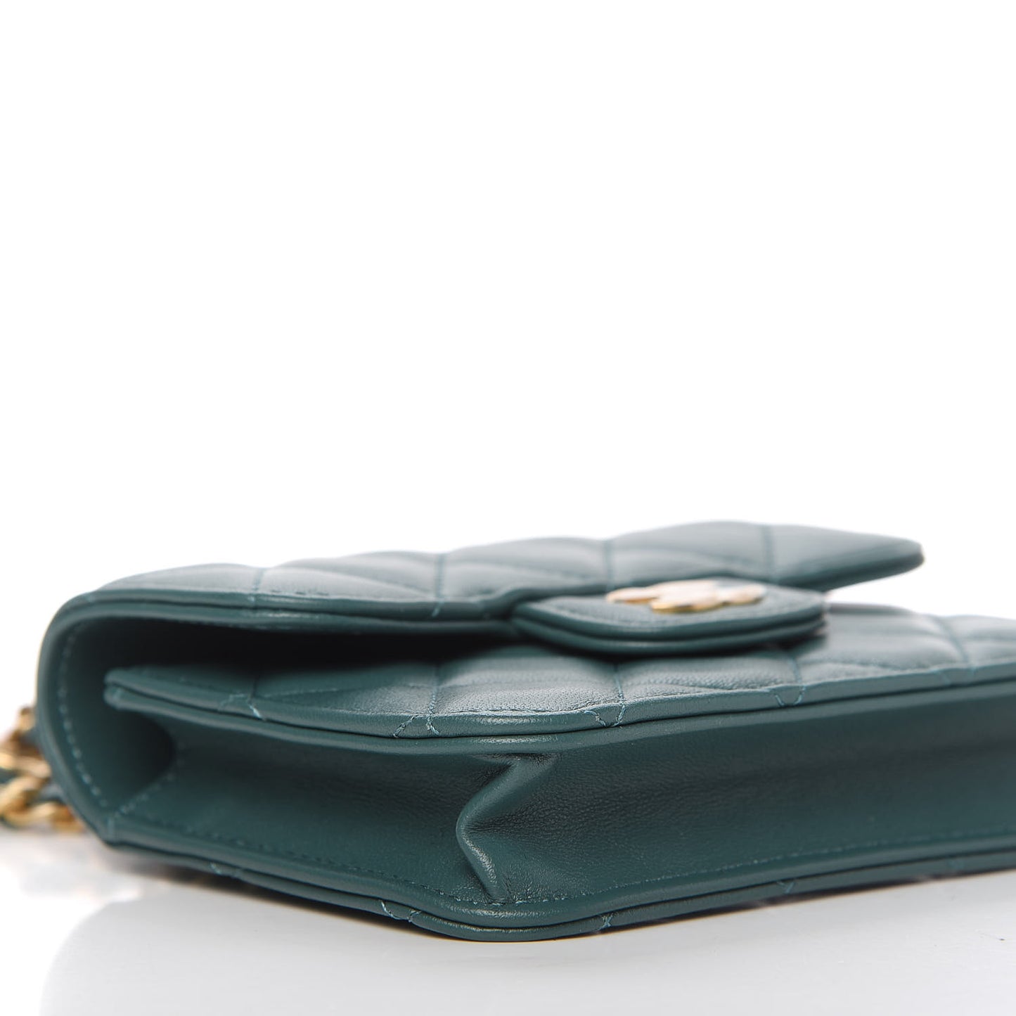 Lambskin Quilted Top Handle Flap Coin Purse With Chain Green