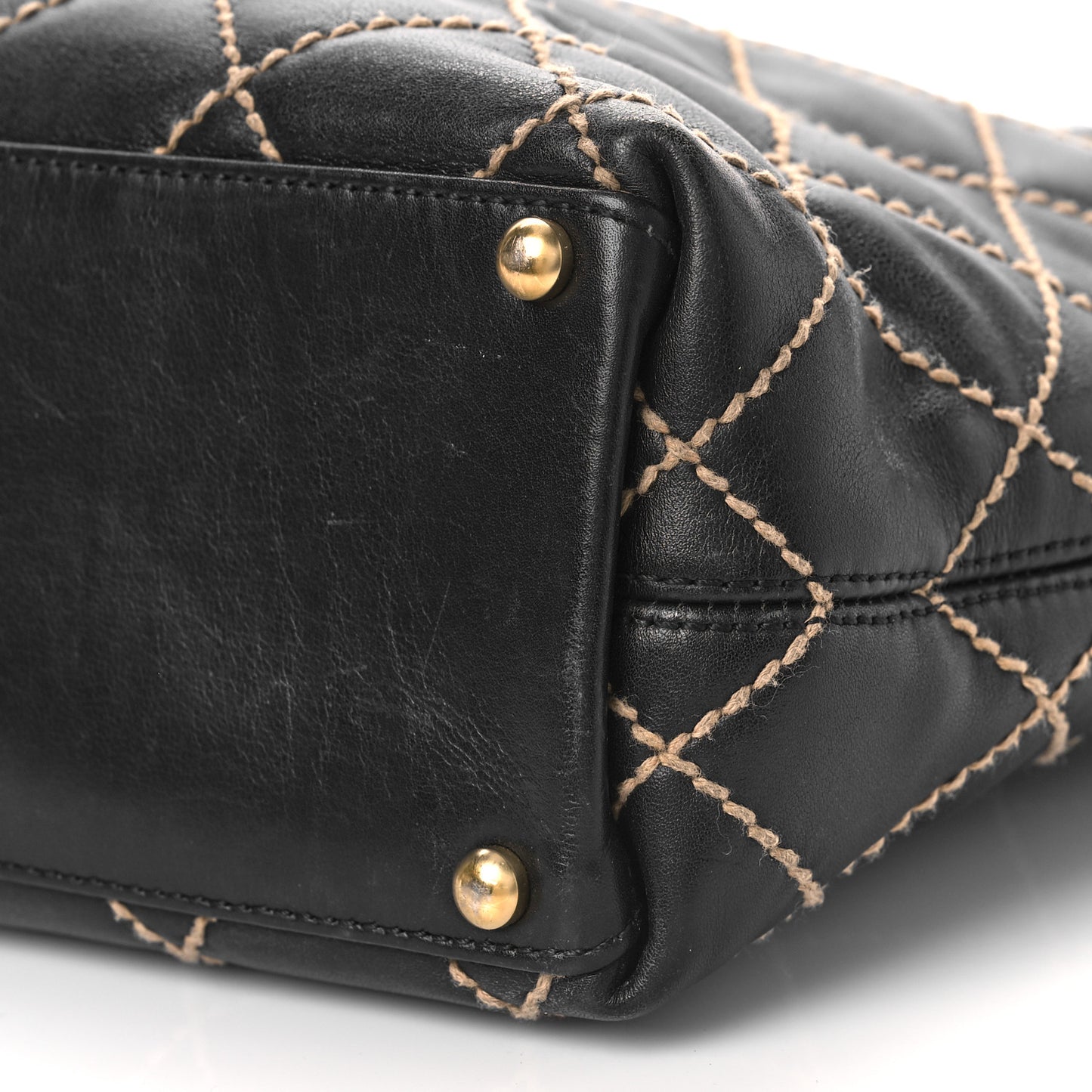 Calfskin Wild Stitch Large Tote Black