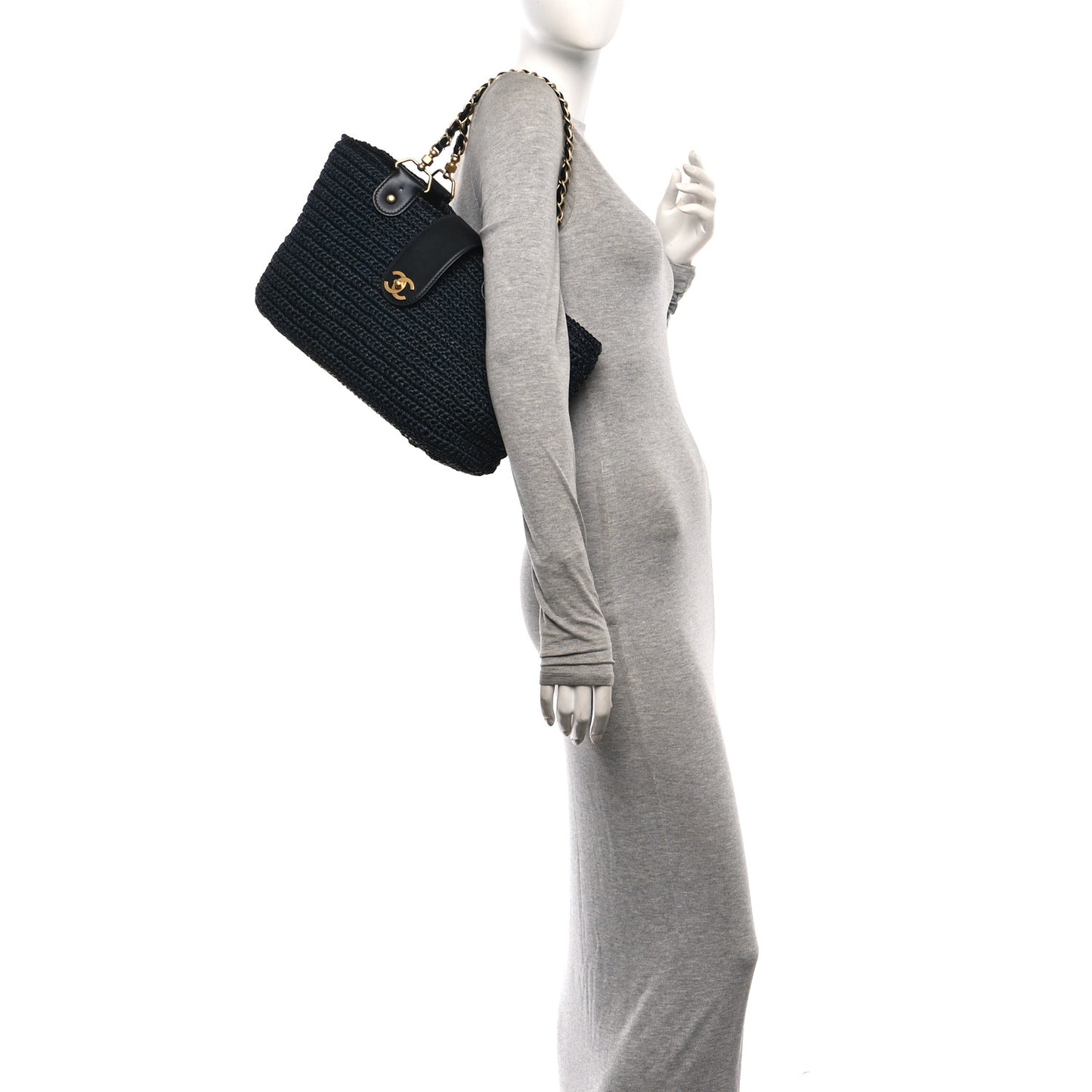 Straw Raffia Tote Black