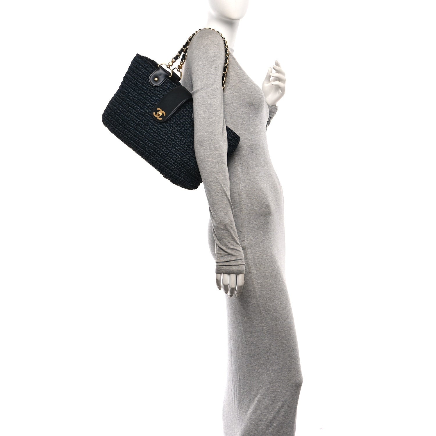 Chanel Straw Raffia Tote Black 2 of 12