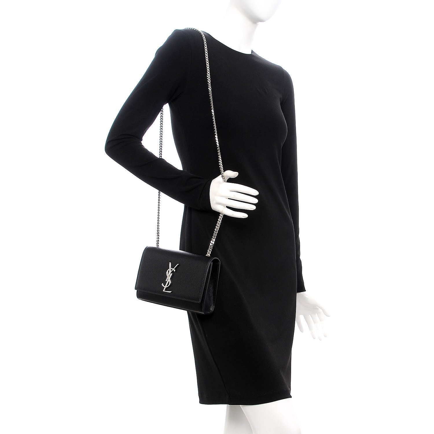 Saint Laurent Grain De Poudre Small Monogram Kate Satchel Black 2 of 9