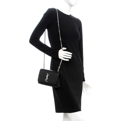 Saint Laurent Grain De Poudre Small Monogram Kate Satchel Black 2 of 9