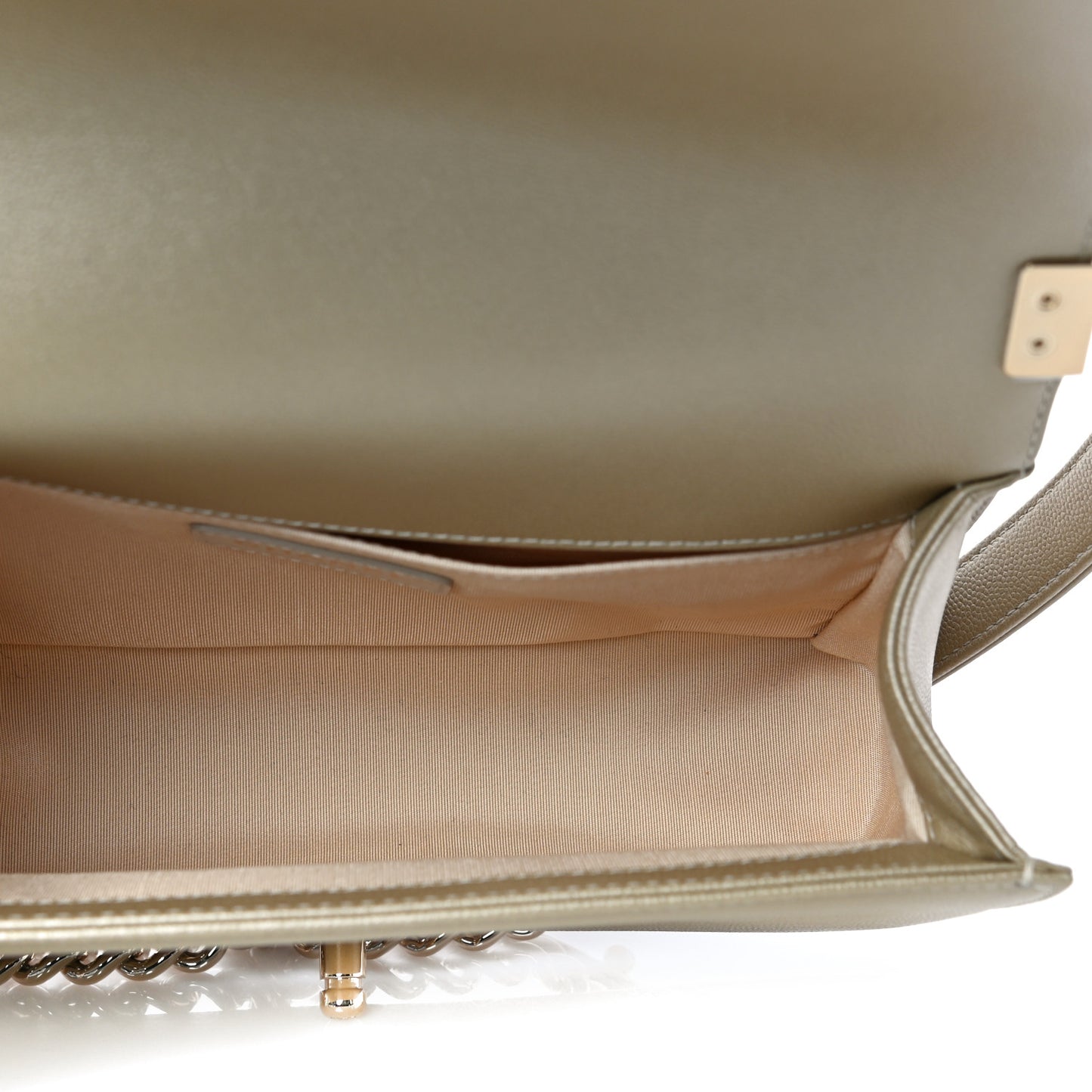 Metallic Caviar Quilted Medium Boy Flap Light Gold