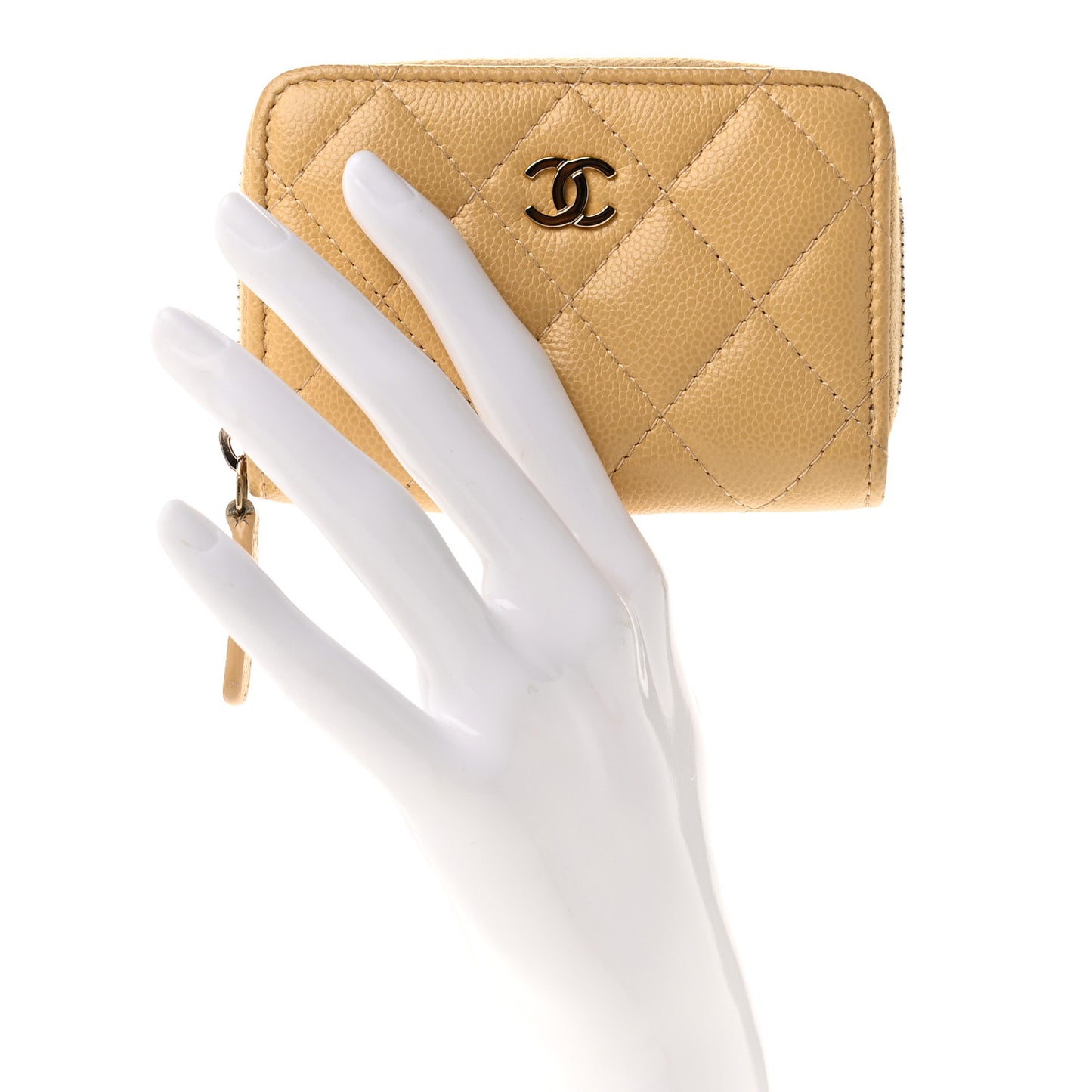 Caviar Quilted Zip Around Coin Purse Yellow