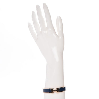 Hermes Enamel Narrow Clic Clac H Bracelet PM Bleu De Genes 2 of 4