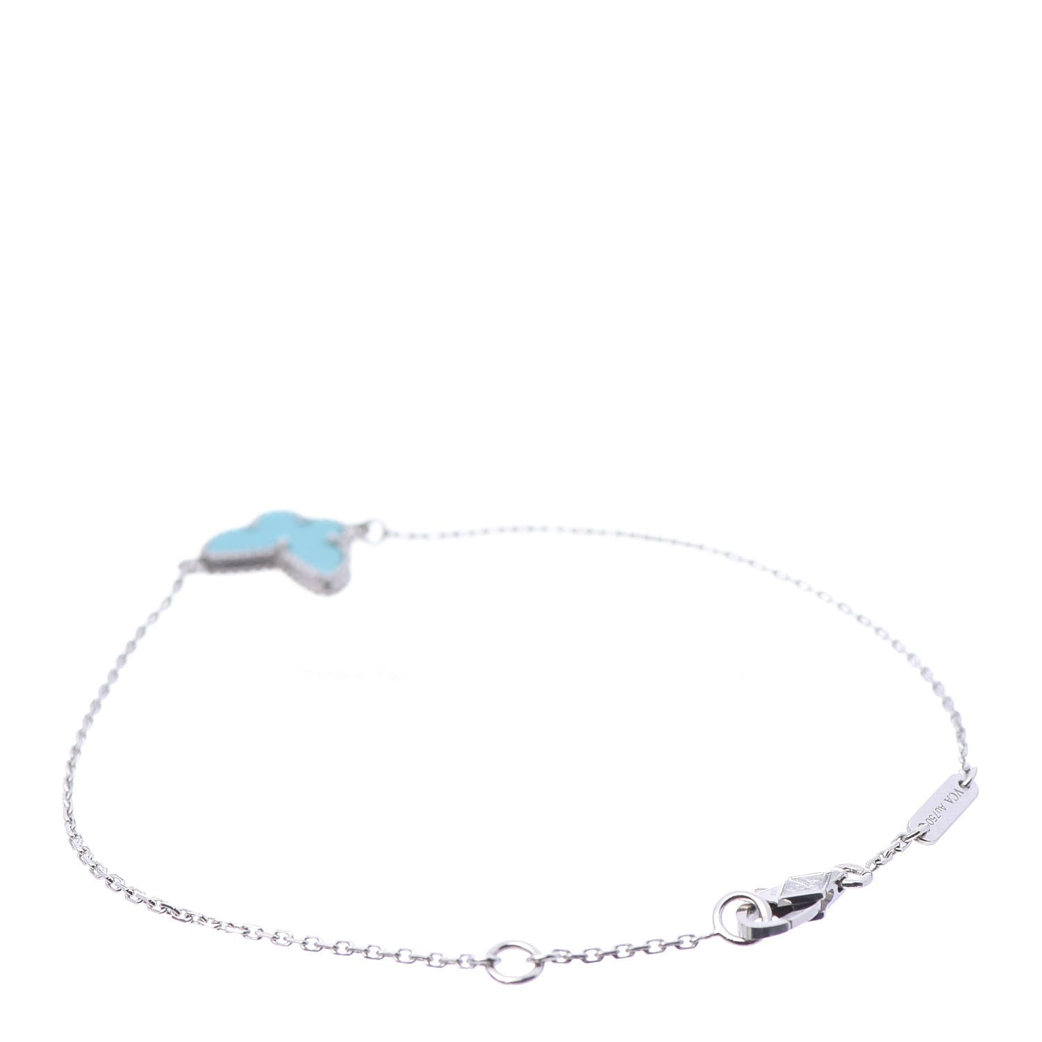 Van Cleef & Arpels 18K White Gold Turquoise Sweet Alhambra Butterfly Bracelet 3 of 7