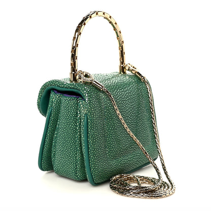 Bulgari Galuchat Serpenti Reverse Micro Top Handle Emerald Green 3 of 12