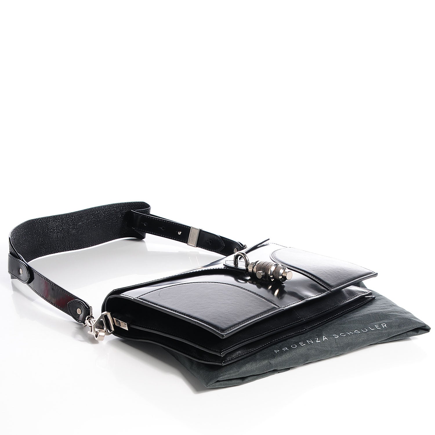 Proenza Schouler Calfskin Medium Journal Shoulder Bag Black 5 of 11