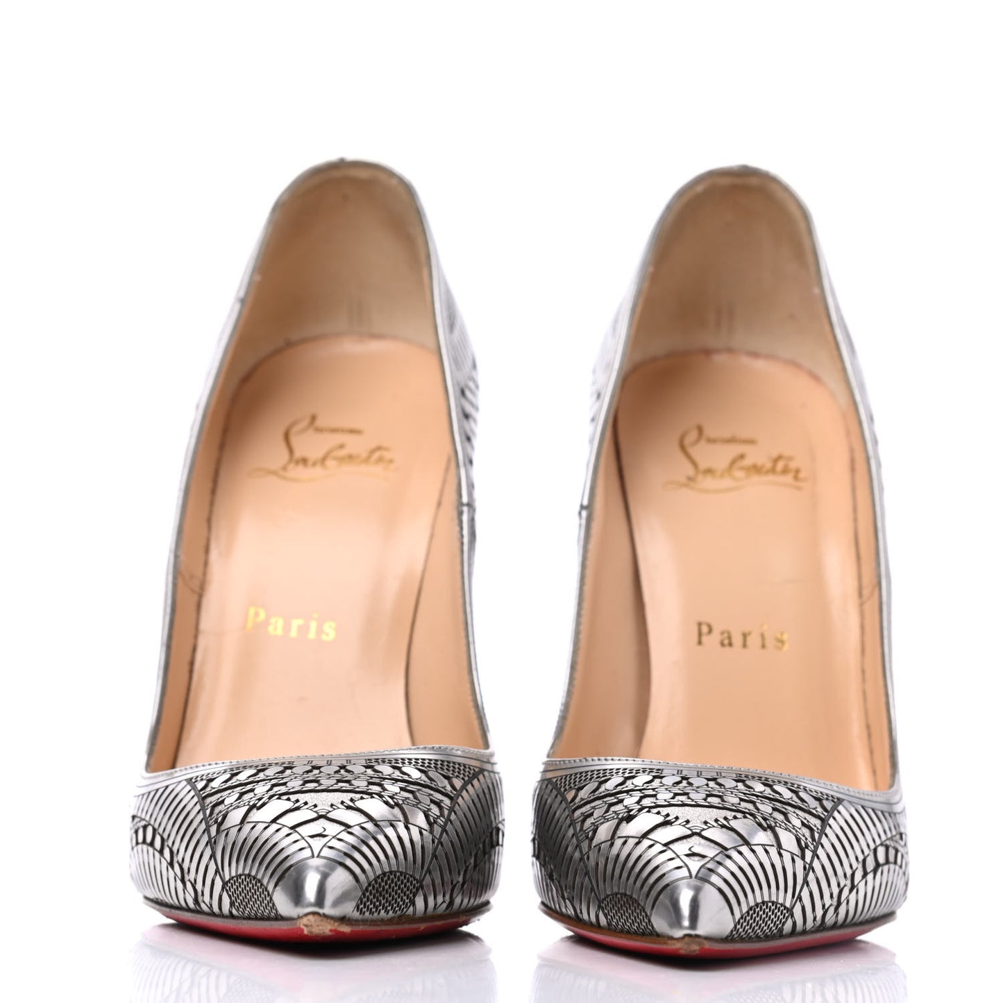 Metallic Specchio Suede Laser Cut Kristali 120 Pumps 35.5 Silver