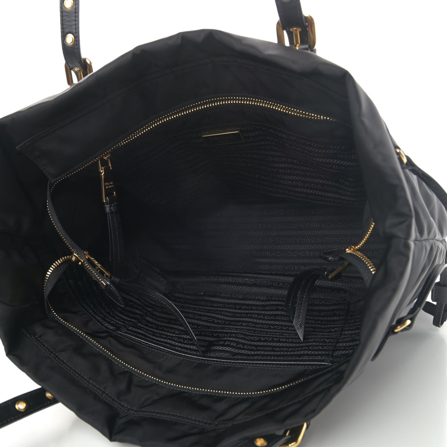 Prada Tessuto Nylon Saffiano Tote Black 4 of 4