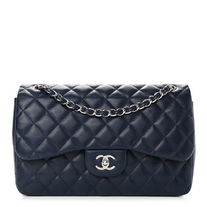 Chanel Caviar Quilted Jumbo Double Flap Navy Blue 1 of 12