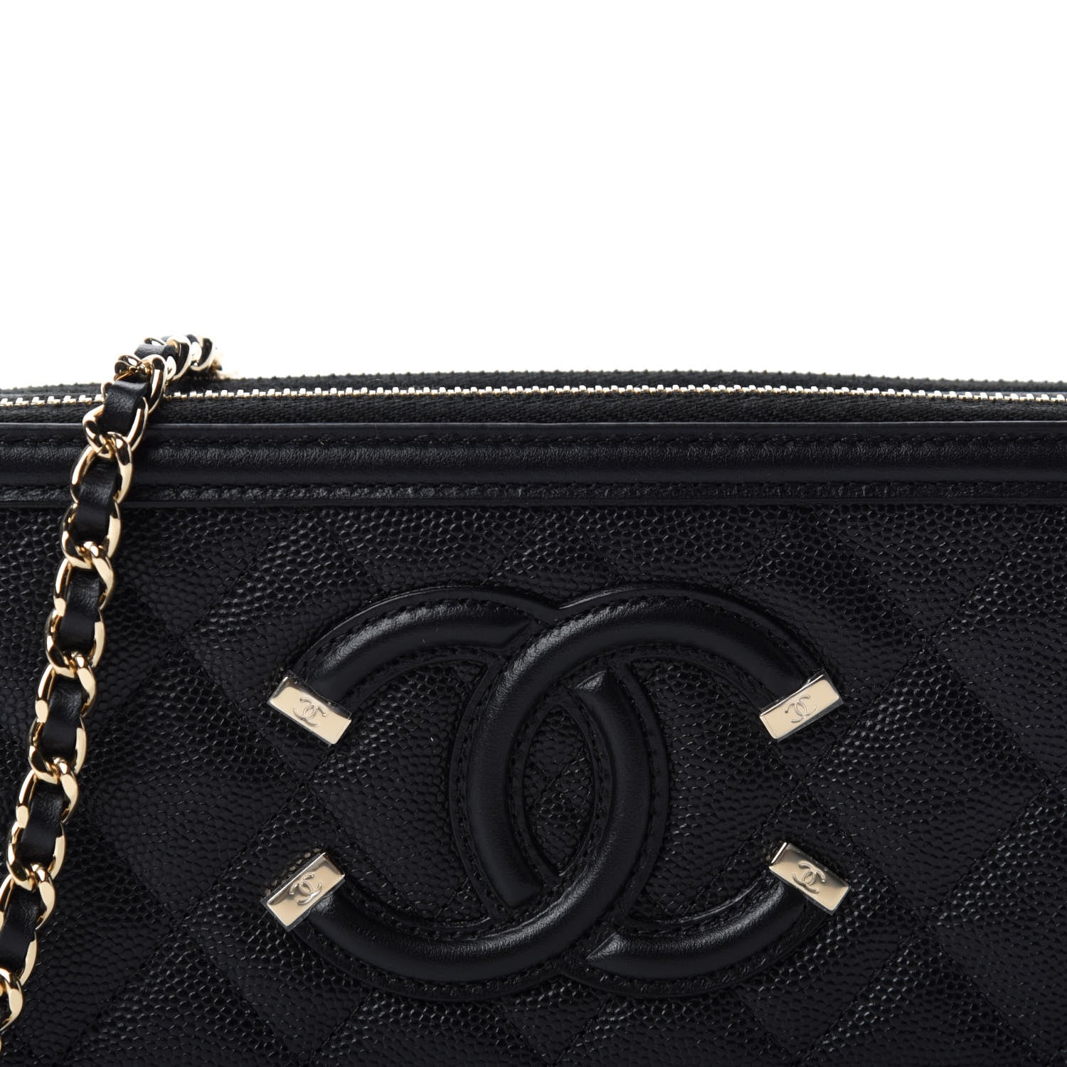 Chanel Caviar Quilted CC Filigree Clutch With Chain Black 11 of 12