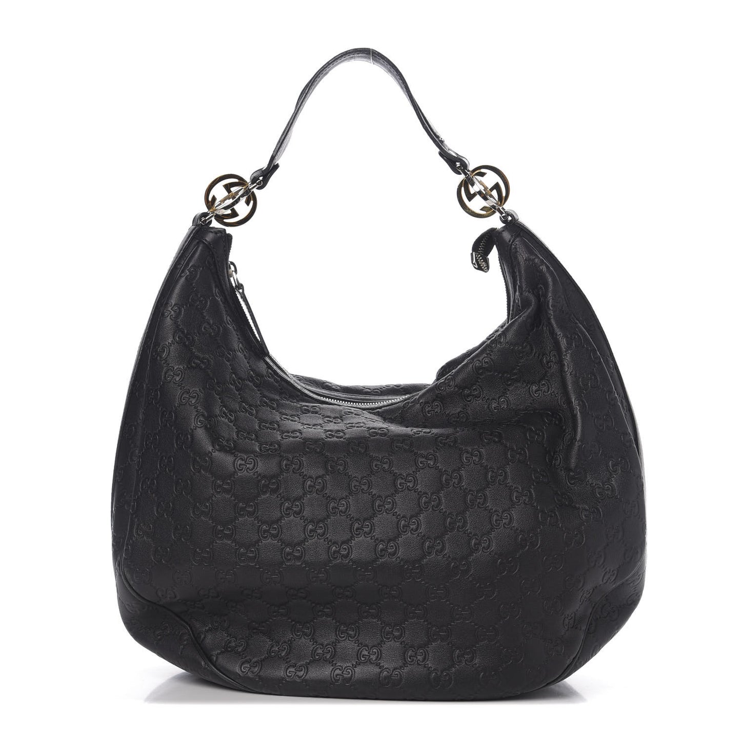 Guccissima Large GG Twins Hobo Black