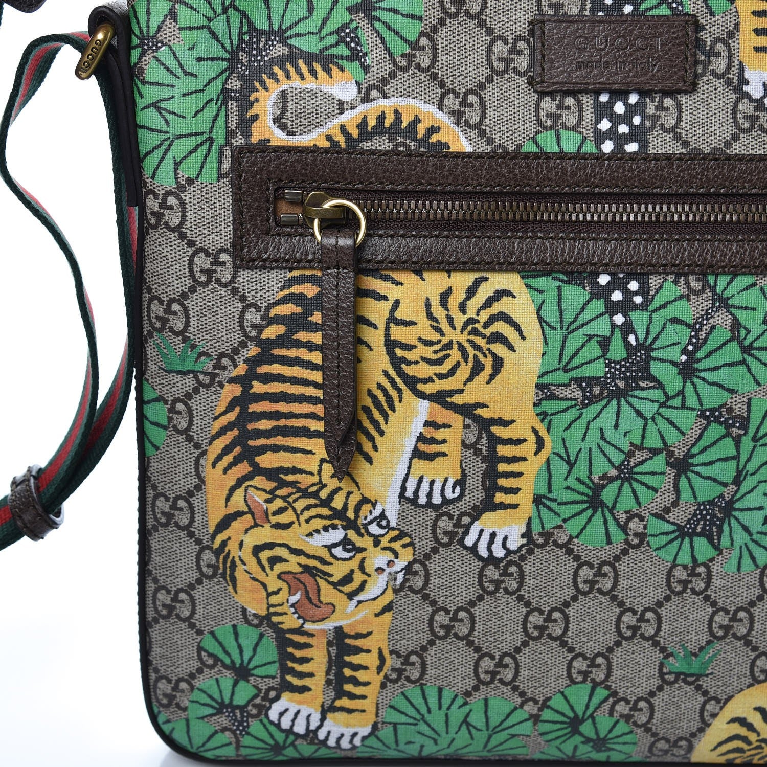 Gucci GG Supreme Monogram Bengal Web Medium Flat Messenger Beige Yard 8 of 8