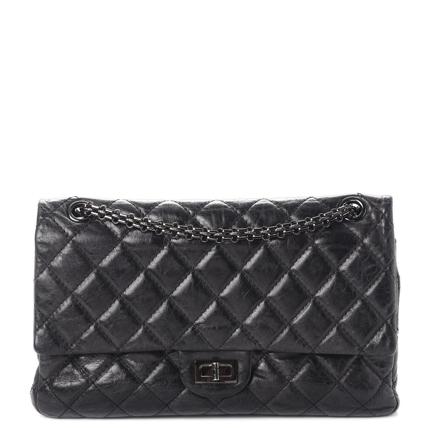 Chanel Metallic Aged Calfskin 2.55 Reissue 226 Flap So Black 1 of 10