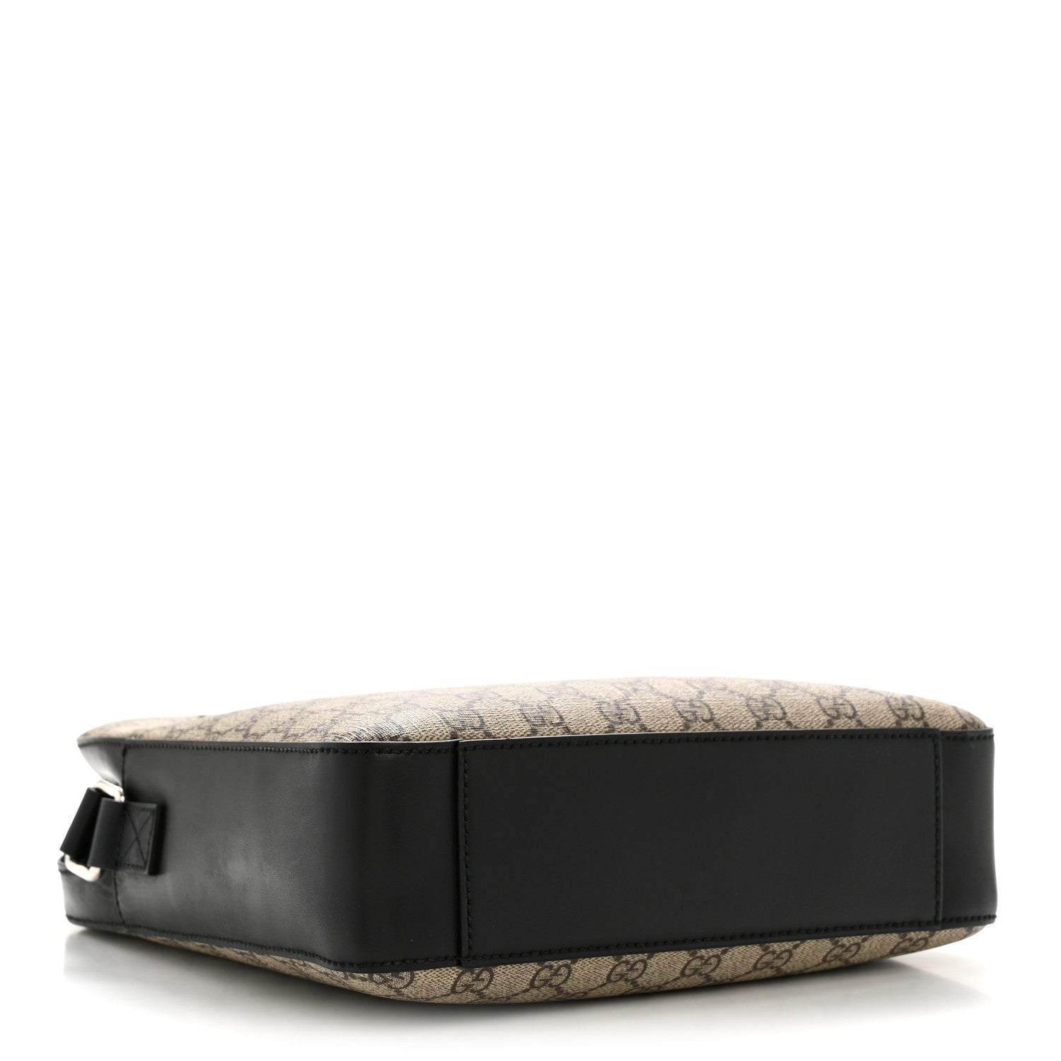 Gucci GG Supreme Monogram Flat Messenger Bag Beige Black New Acero 4 of 13