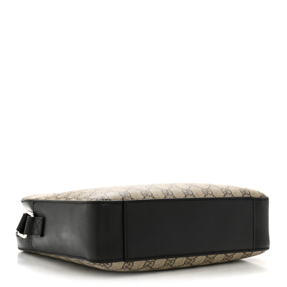 Gucci GG Supreme Monogram Flat Messenger Bag Beige Black New Acero 4 of 13