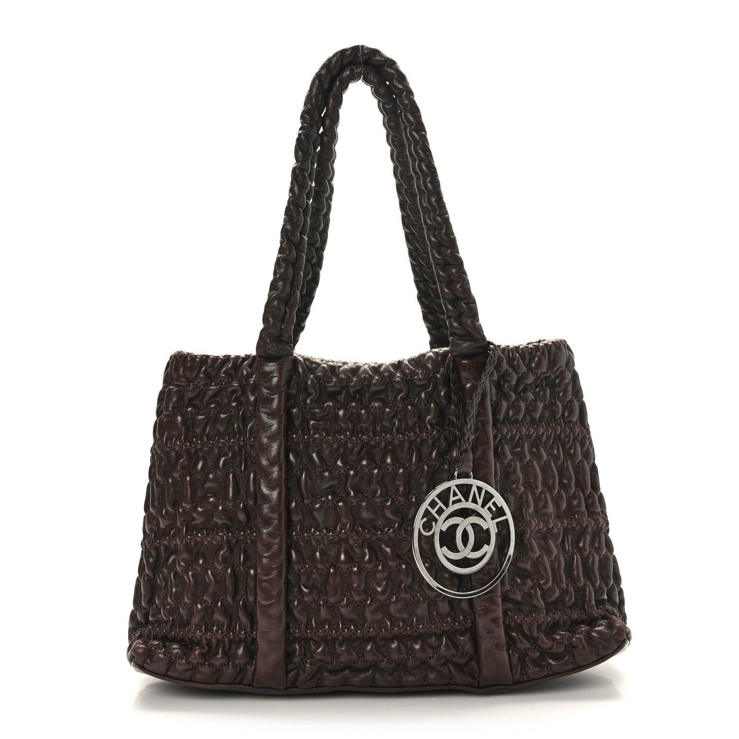 Chanel Wrinkled Lambskin Hidden Chain Small Tote Brown 1 of 9